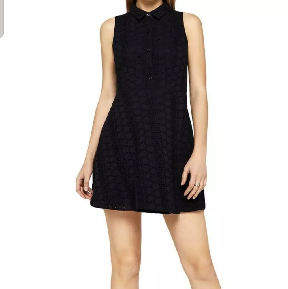 BCBGeneration Sleeveless Cotton Eyelet Shirt Dress